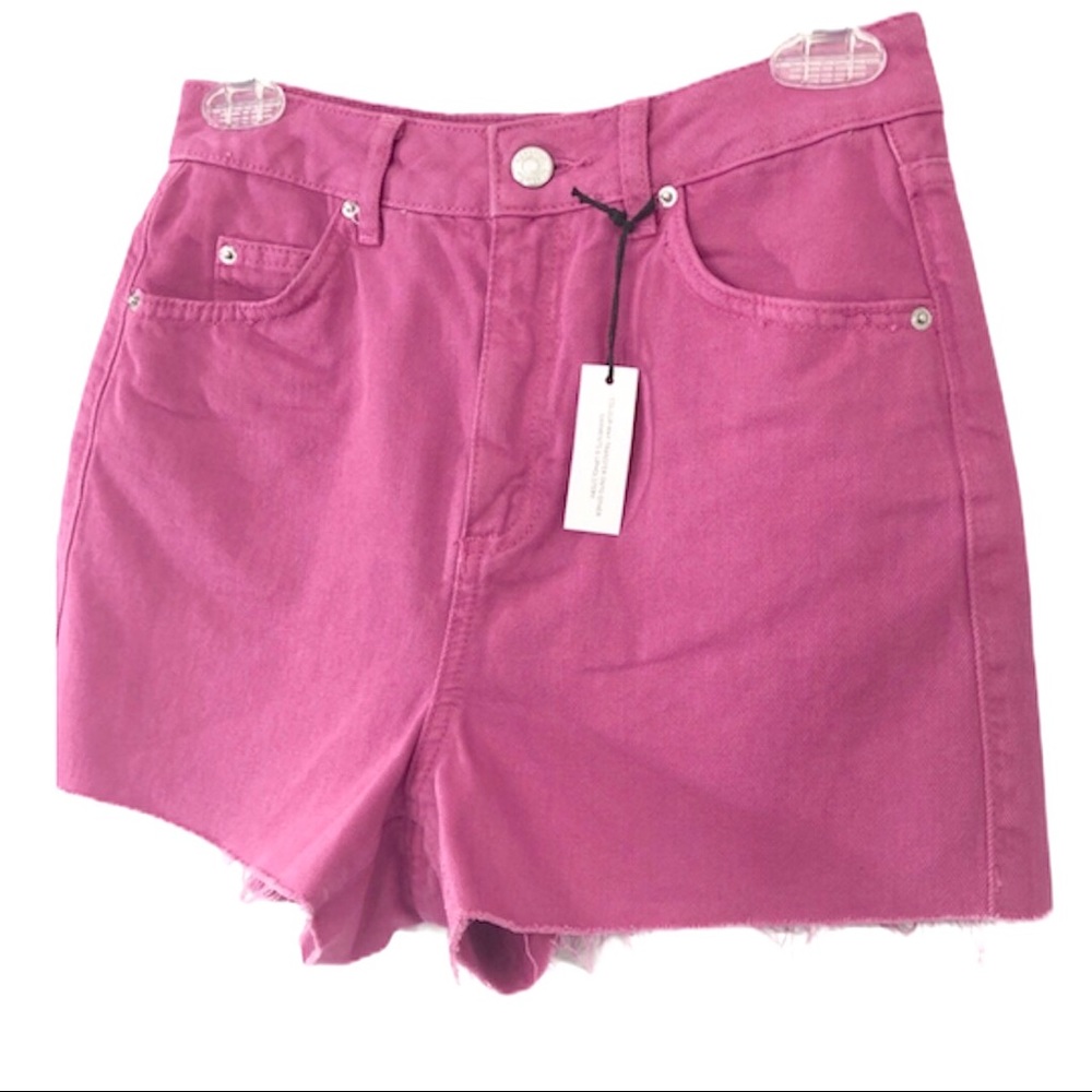TopShop Pink Denim High Rise Cutoff Shorts New size 4